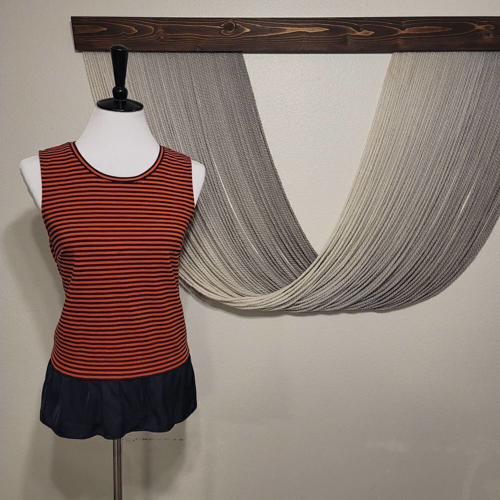 J.Crew Striped Ruffle Peplum Tank Top Sz M